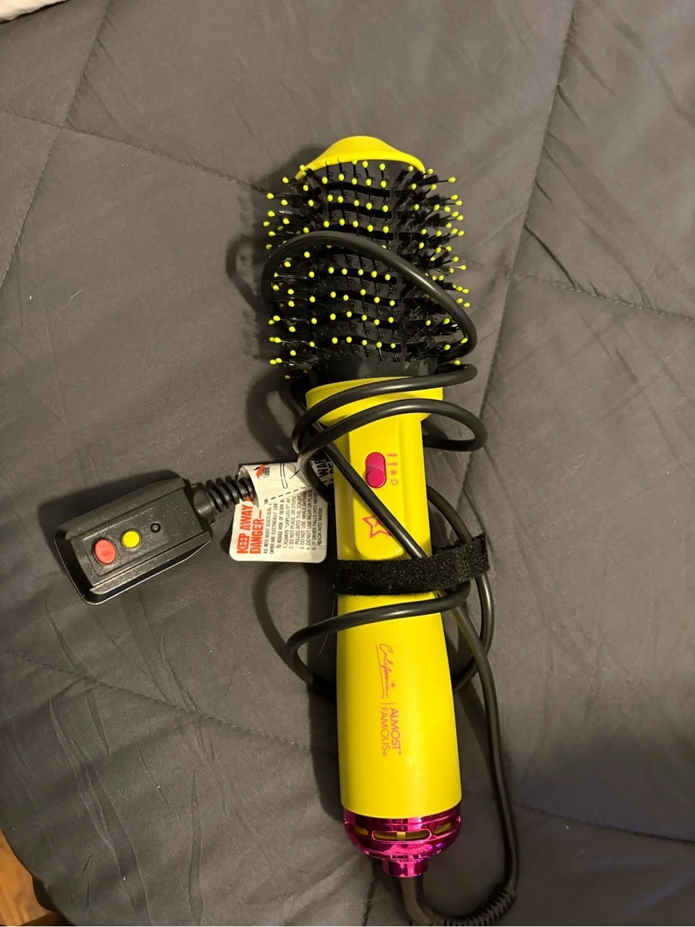 Almost Famous Yellow and Black Hot Air Brush with Pink Accent